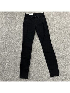 7 For All Mankind Women’s Black Skinny Distressed Jeans Size 24